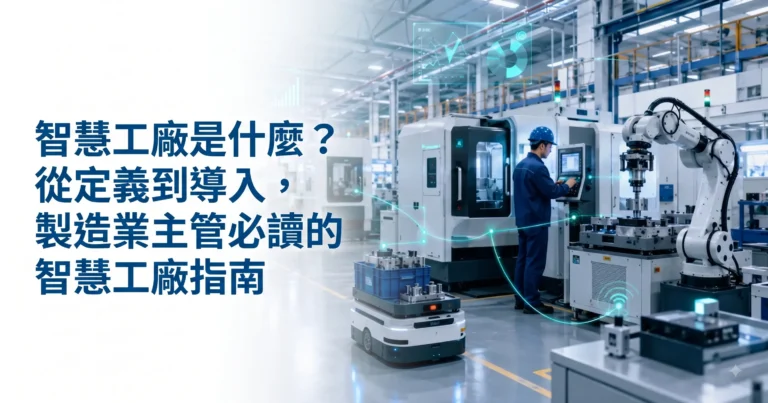 智慧工廠內的機械手臂、CNC 機台與感測器透過工業物聯網交換即時生產數據